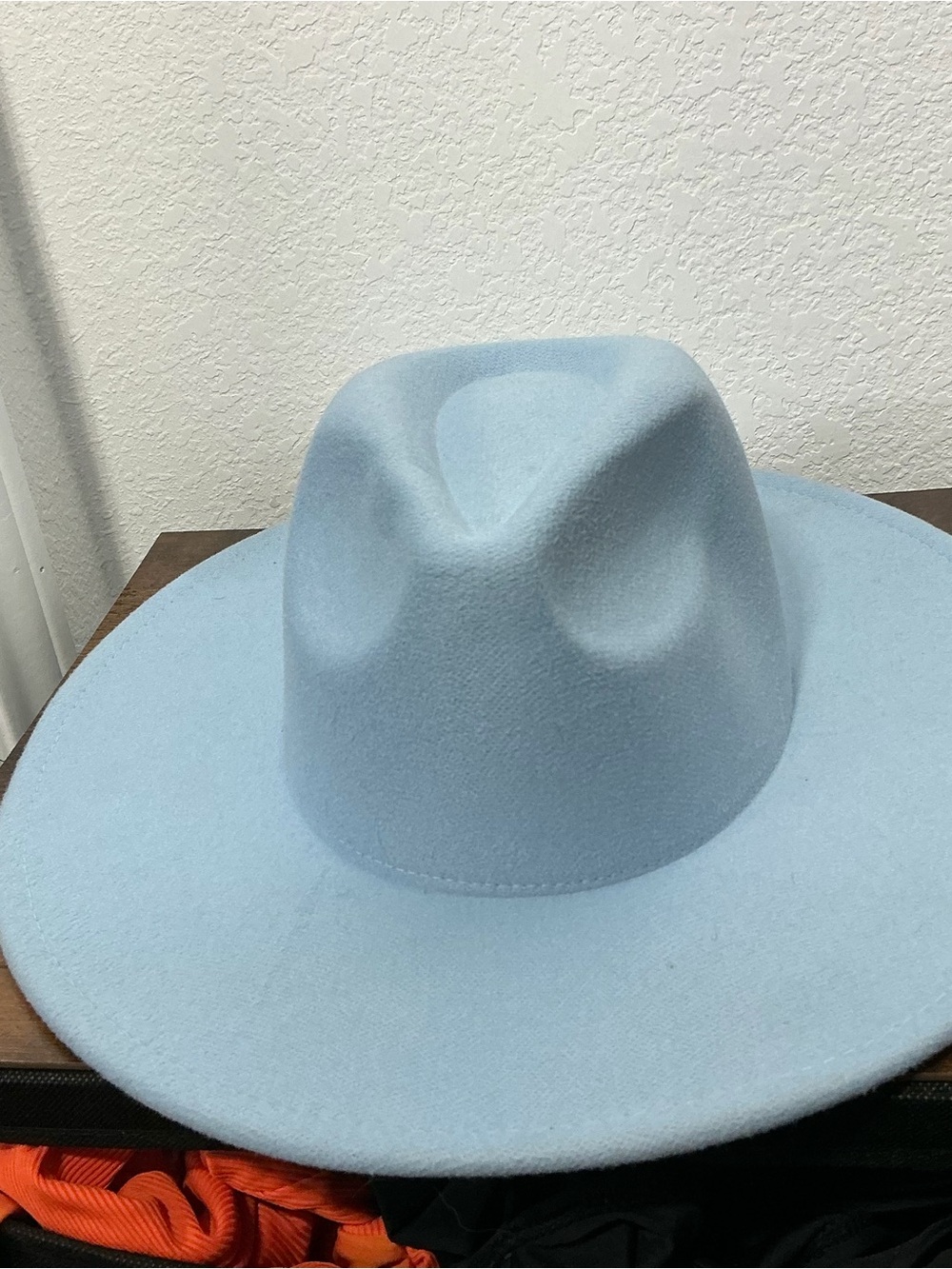Light Blue Wide Brim Fedora Hat